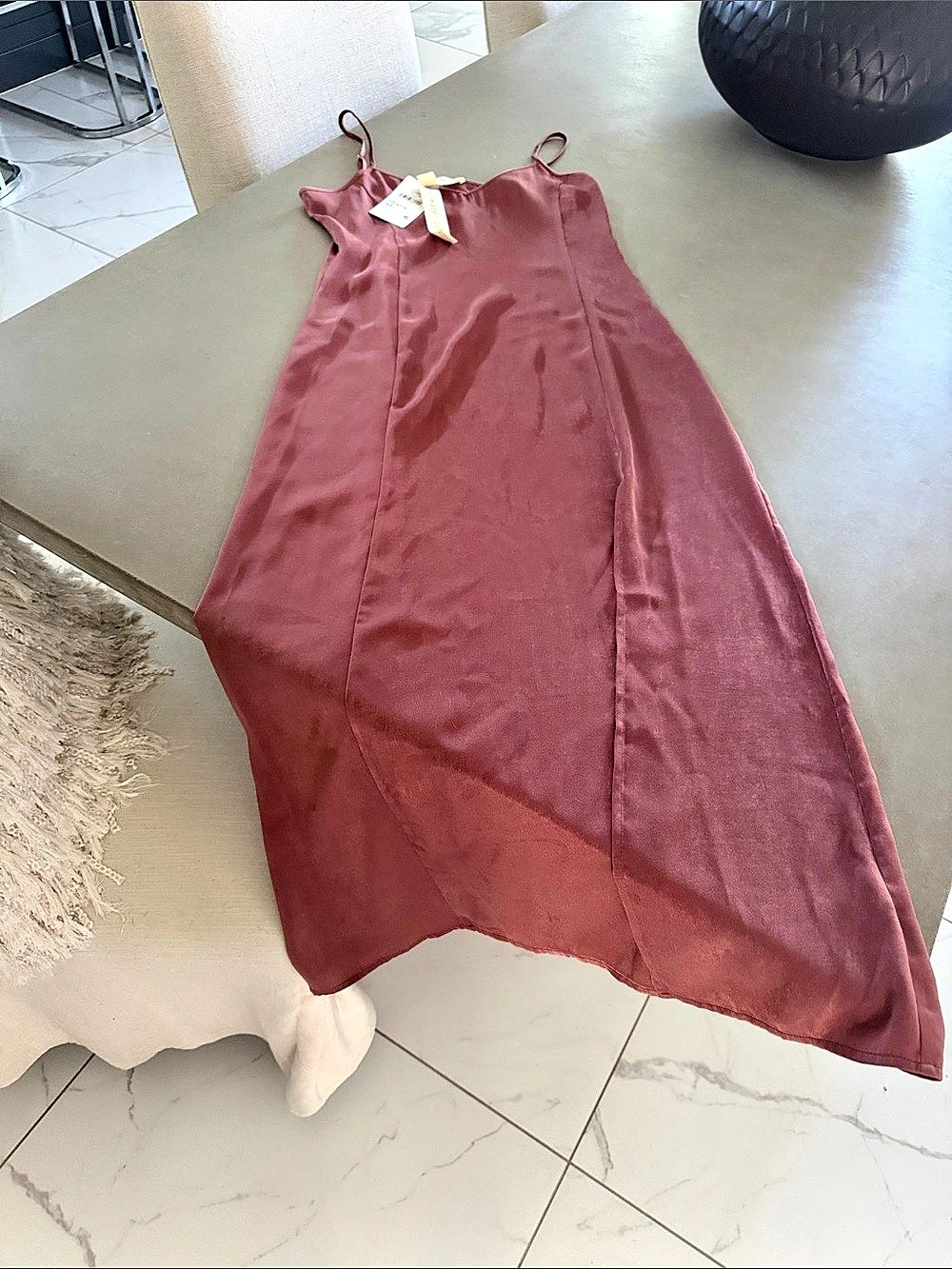 Saltwater Luxe Cora Dress Satin Maxi Dress in Pink Size Small NWT